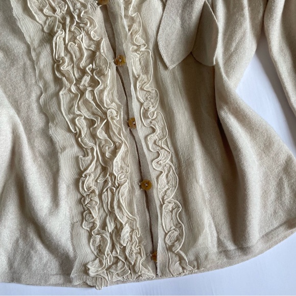 Moth Cream Ruffled Cardigan - Picture 3 of 5